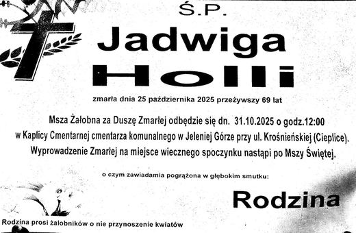 Zmarła Jadwiga Holli