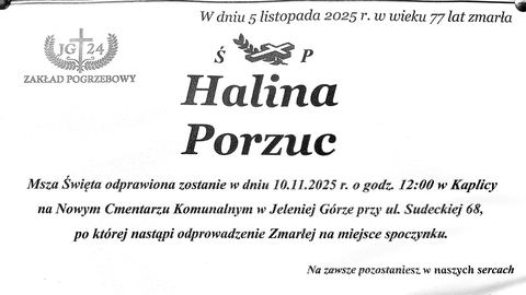 Zmarła Halina Porzuc