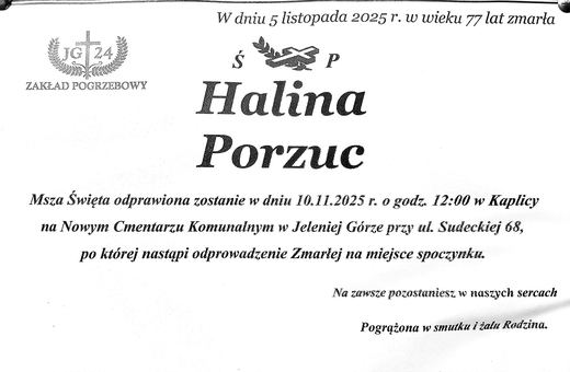 Zmarła Halina Porzuc