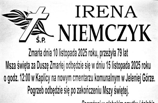Zmarła Irena Niemczyk