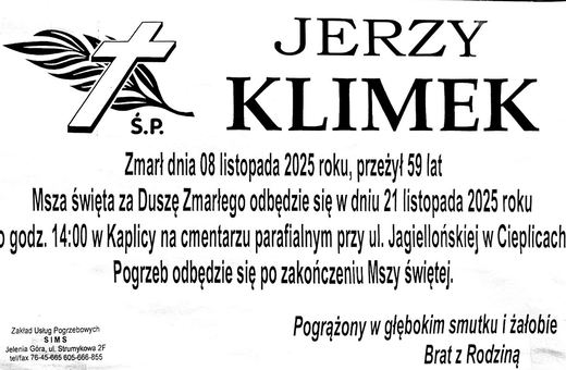 Zmarł Jerzy Klimek