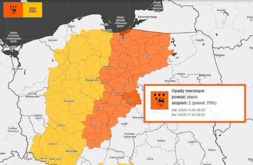 Alert pogodowy: Opady i gołoledź