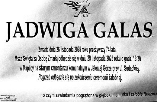 Zmarła Jadwiga Galas