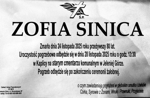 Zmarła Zofia Sinica