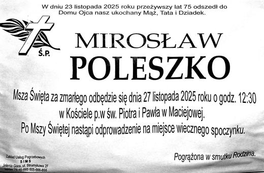Zmarł Mirosław Poleszko