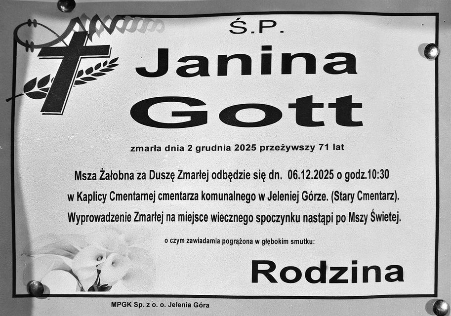 Zmarła Janina Gott