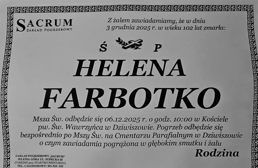 Zmarła Helena Farbotko