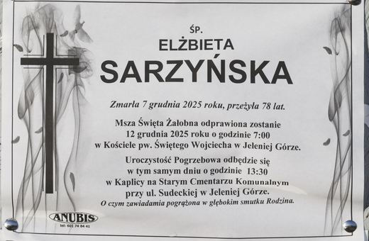 Zmarła Elżbieta Sarzyńska