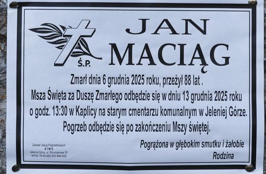Zmarł Jan Maciąg