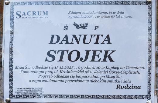 Zmarła Danuta Stojek