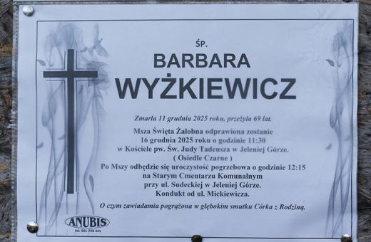 Zmarła Barbara Wyżkiewicz