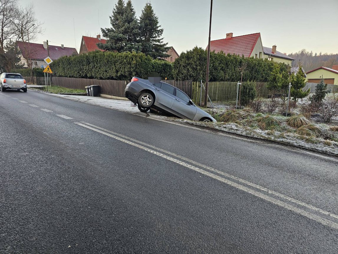 Wylądował w rowie