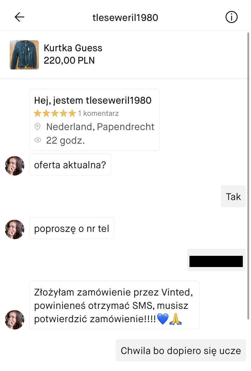 Oszust pyta czy oferta aktualna i od tego zawsze zaczynają wyłudzenia. Oczywiście nick i miejscowość jest zmyślona.