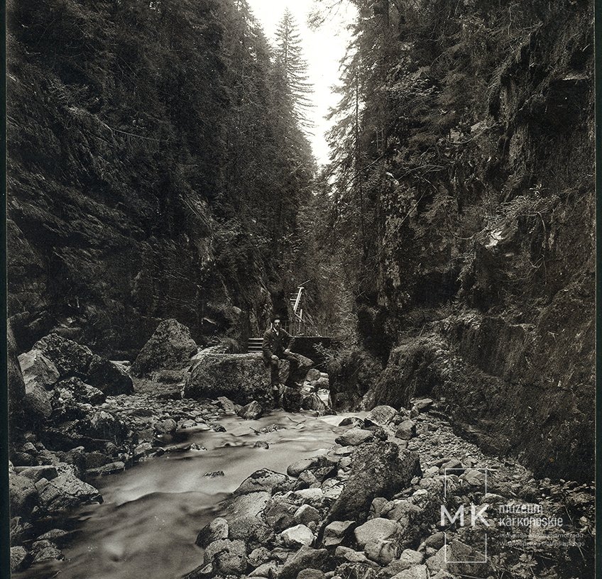 Wąwóz potoku Kamieńczyk – odbitka żelatynowo–srebrowa z negatywu. Autor: Dr. Eduardo von Mertens / 1892