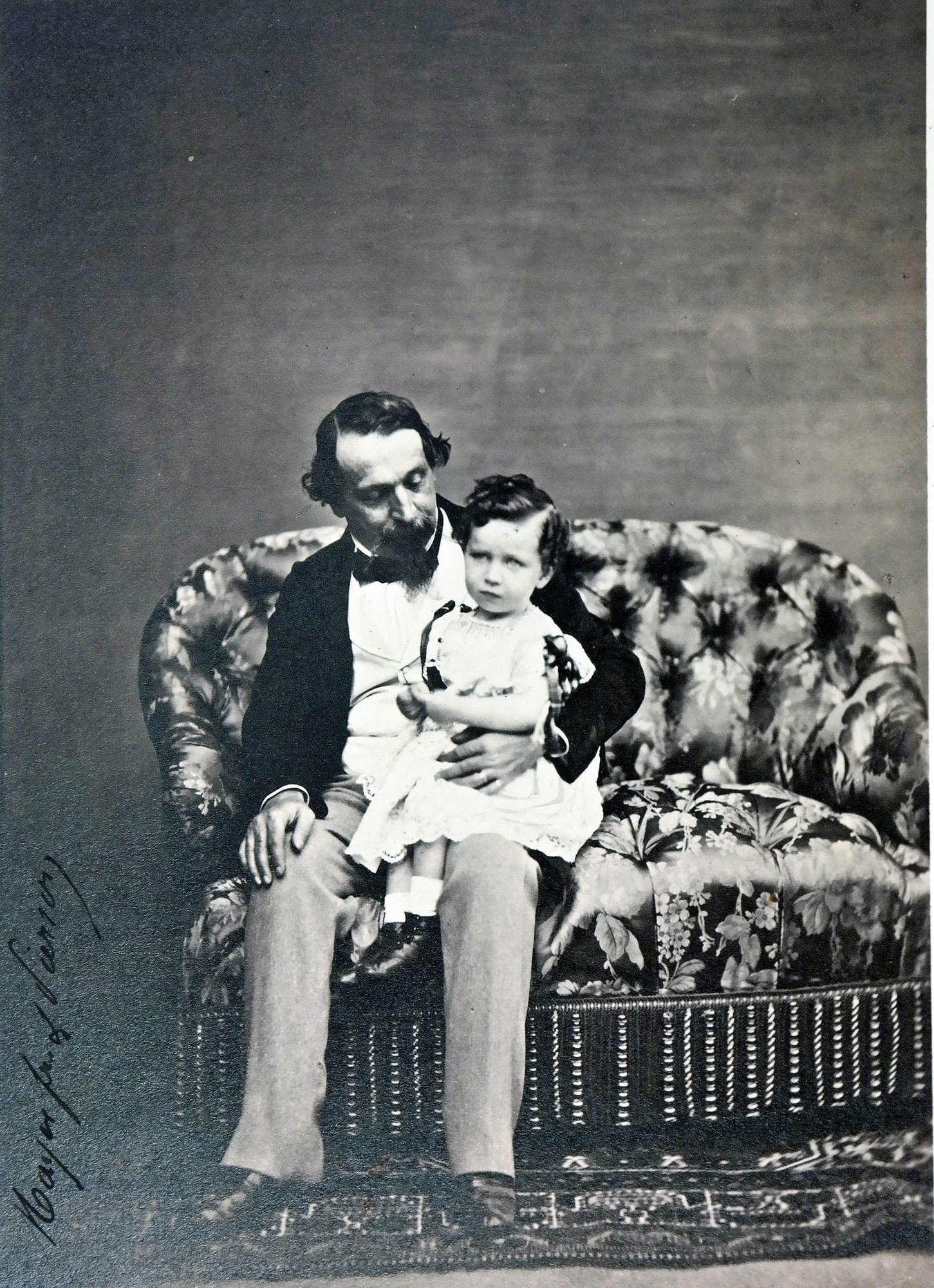 Napoleon III z synem, fot. Meyer & Pierson, lata 50–te XIX w.