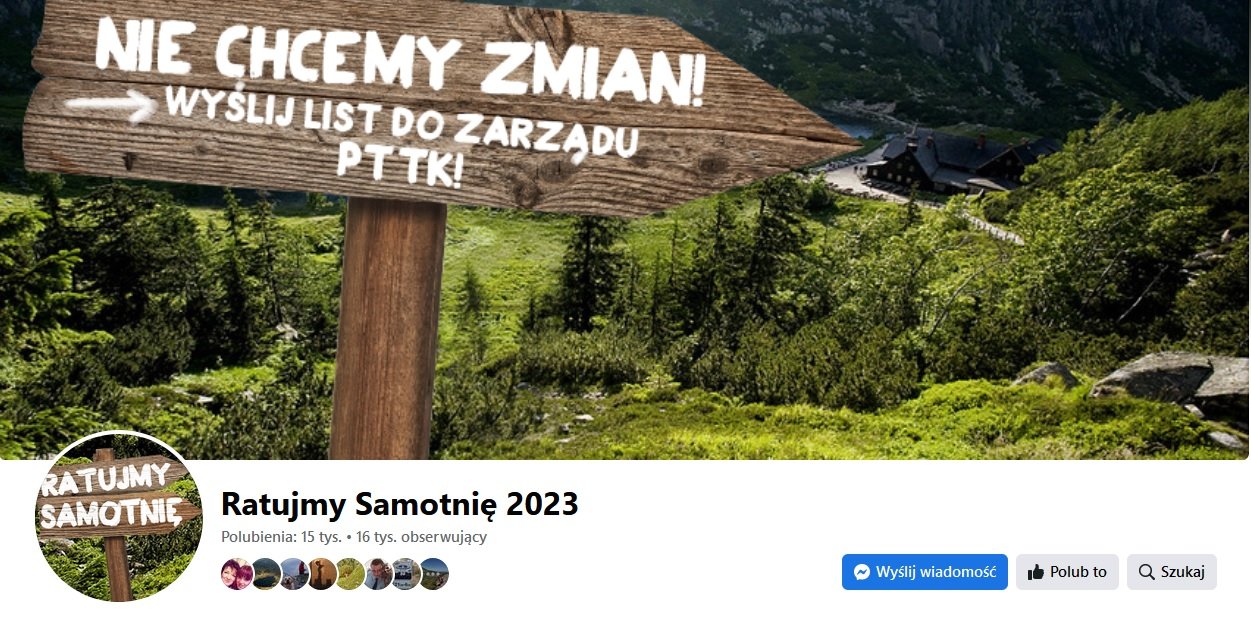 W internecie szybko powstał profil w sprawie pomocy Samotni. Ogólnopolski odzew wśród turystów jest bardzo duży.