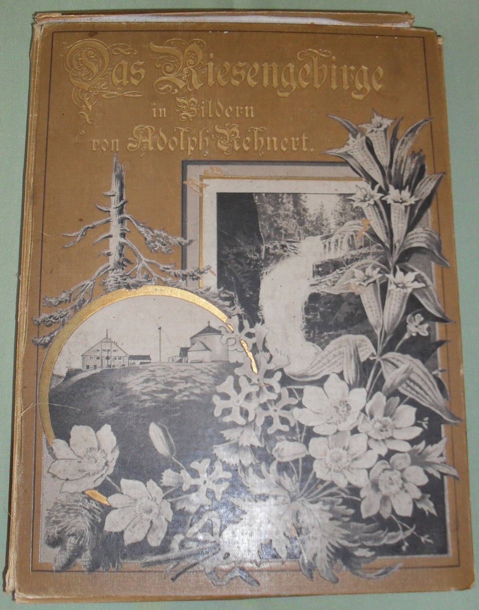 Teka z fotografiami Karkonoszy wykonanymi przez Adolfa Rehnerta z Lwówka Śl., druk i oprawa, królewski introligator, Gustav Fritzsche, Lipsk