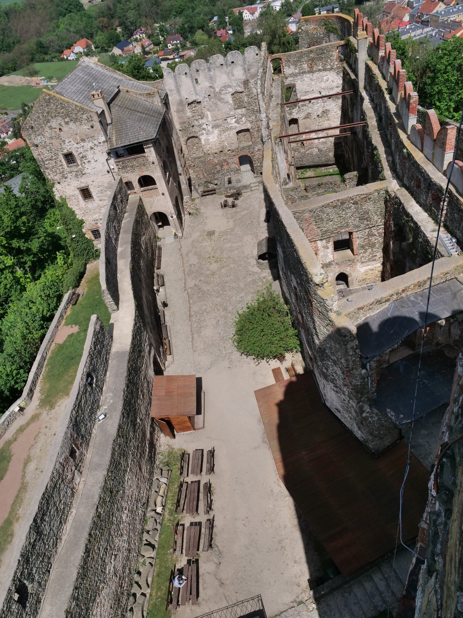 Dziedziniec główny zamku Bolków – teren prac archeologicznych w sezonie 2024