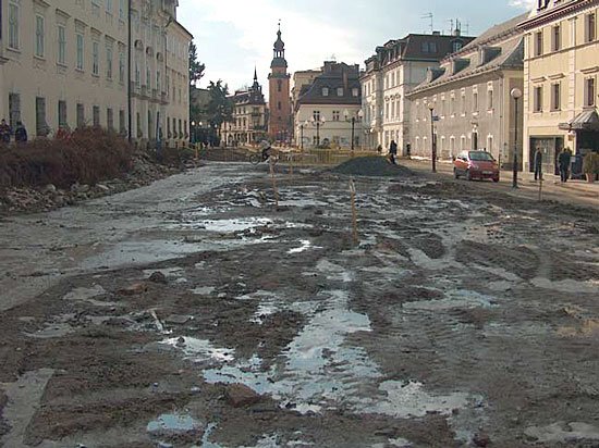 Centrum uzdrowiska po roztopach.