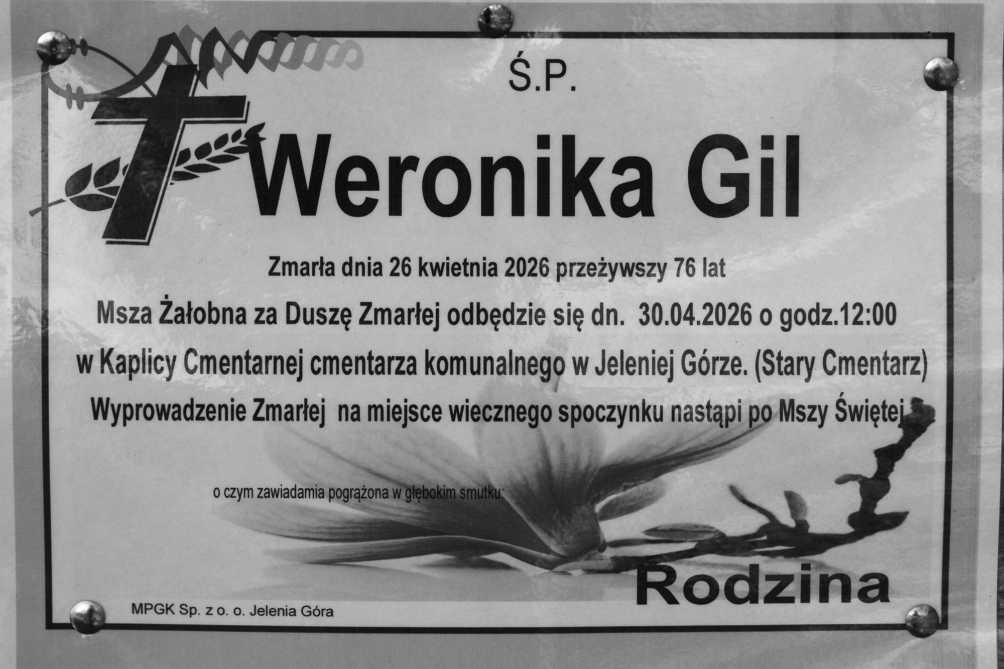 Zmarła Weronika Gil