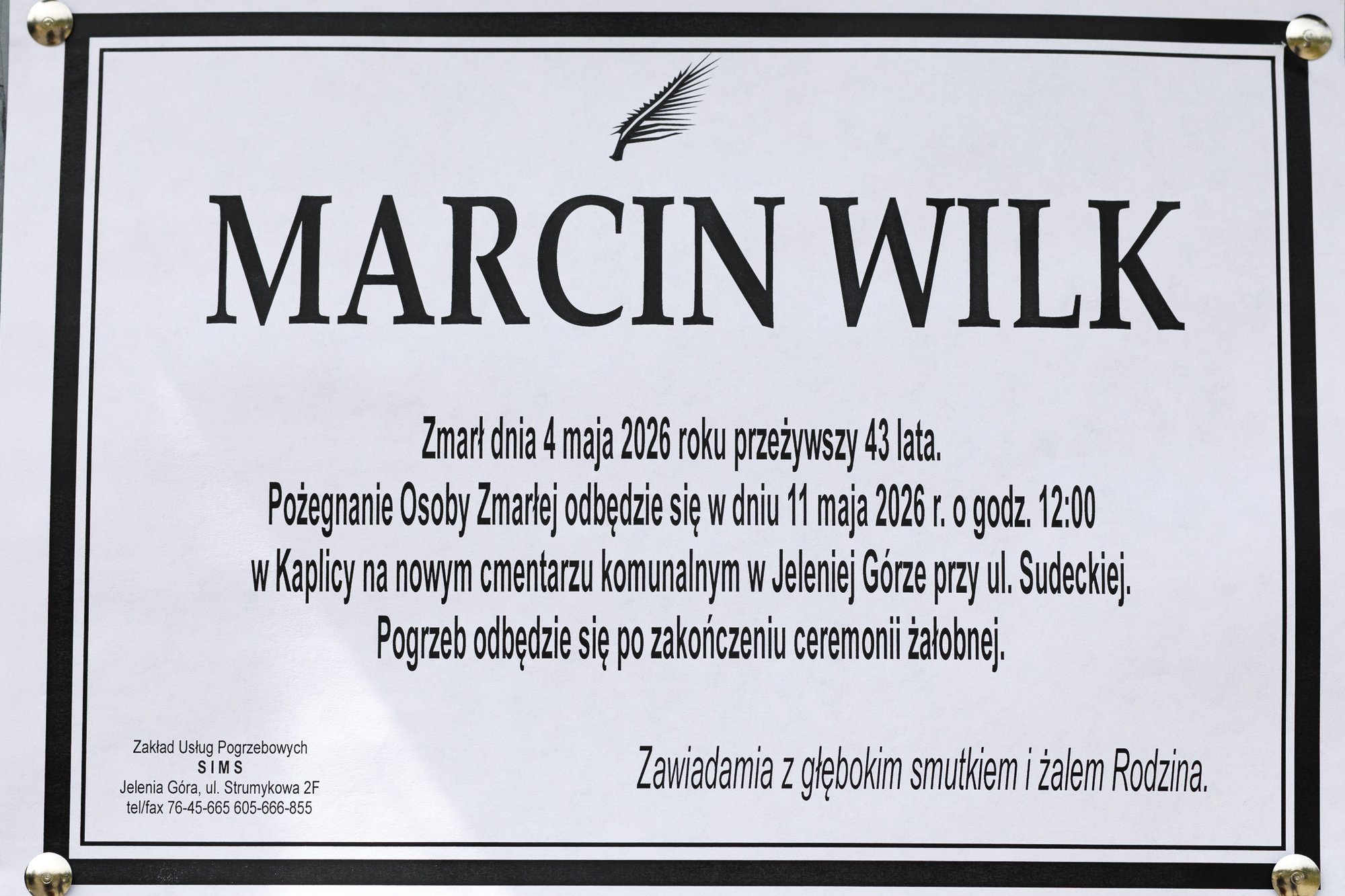 Zmarł Marcin Wilk