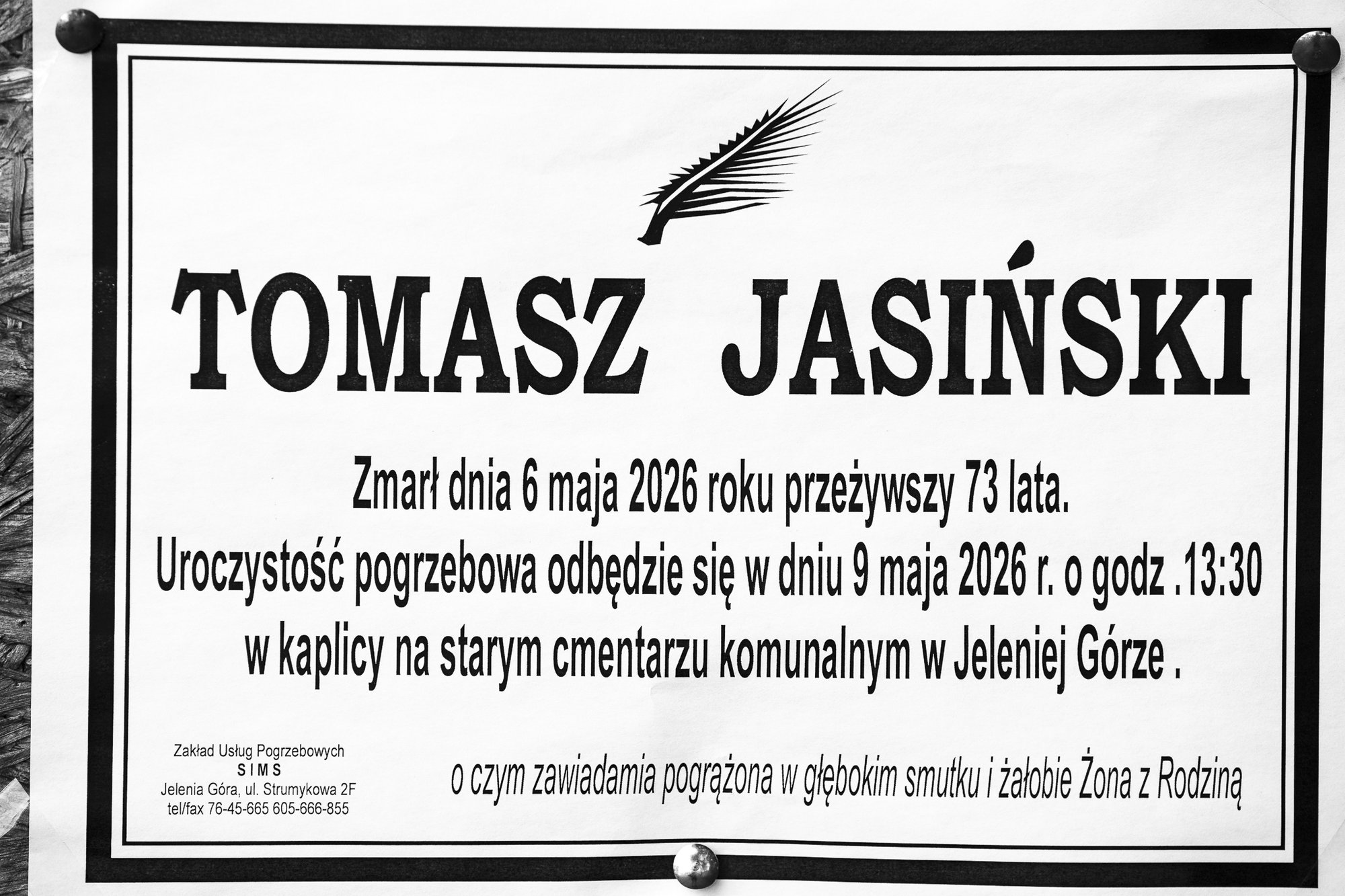 Zmarł Tomasz Jasiński