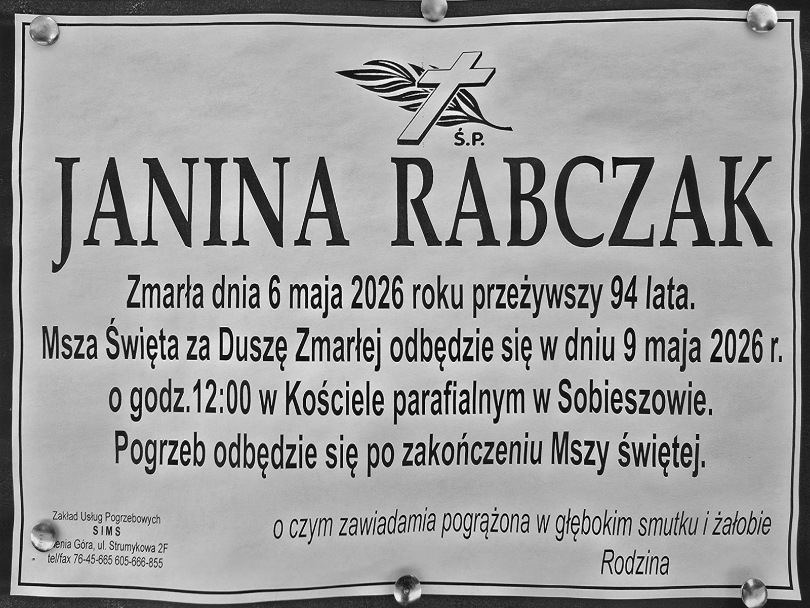 Zmarła Janina Rabczak