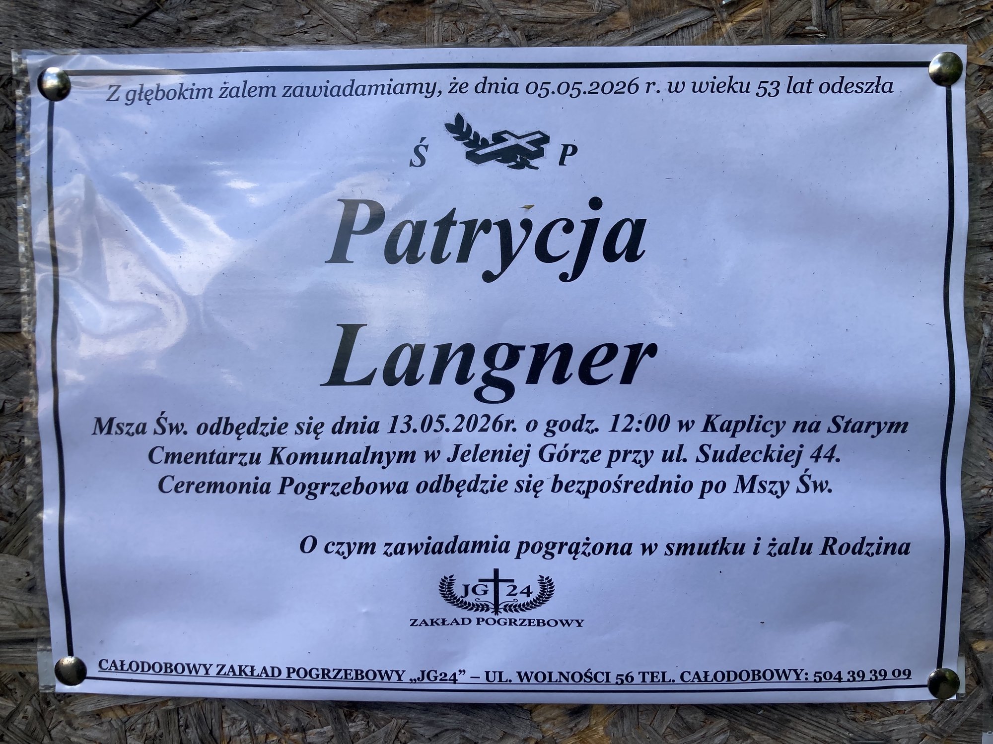 Zmarła Patrycja Langer