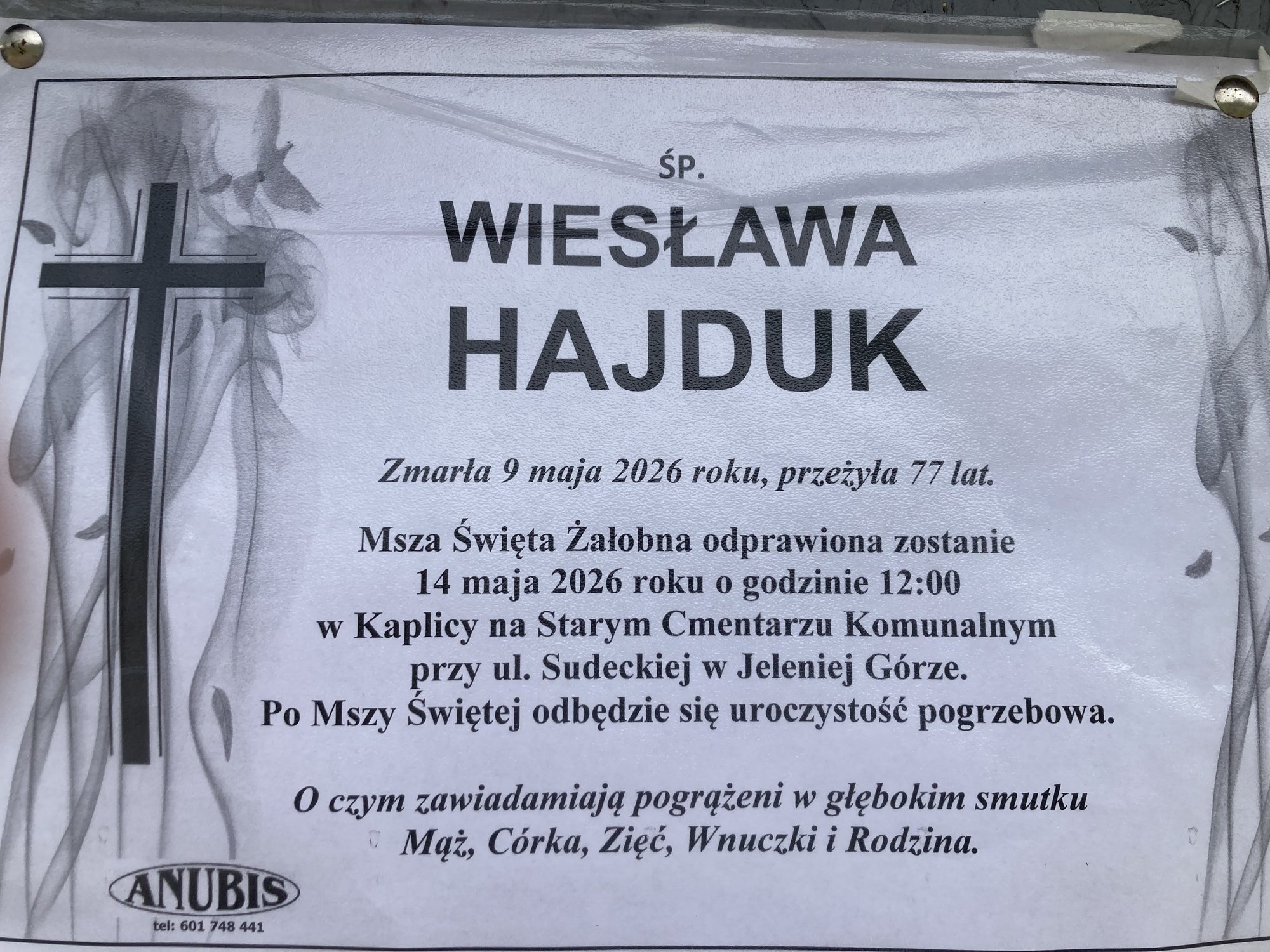 Zmarła Wiesława Hajduk