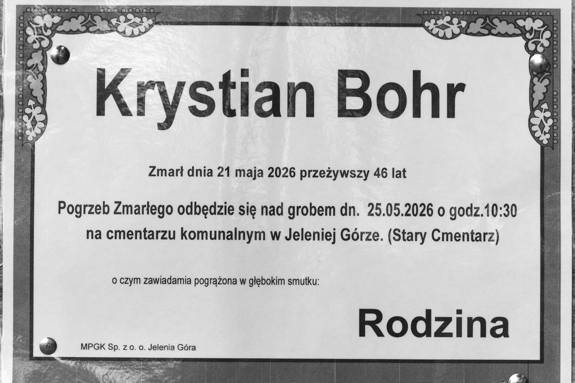 Zmarł Krystian Bohr