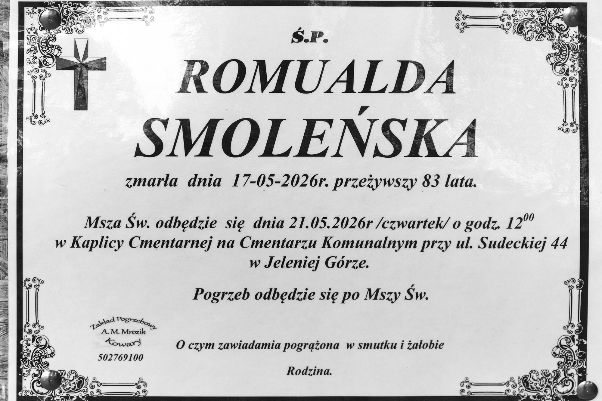 Zmarła Romualda Smoleńska