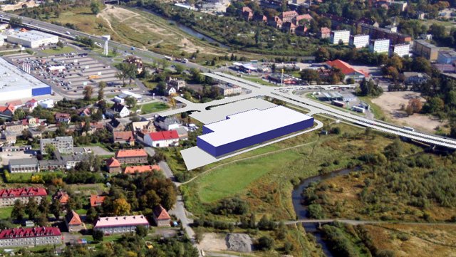 To samo miejsce z lotu ptaka – jutro. Wizualizacja.