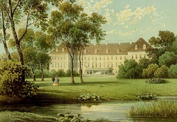 Spojrzenie na „zamkową” część parku. Pałac Schaffgotschów widoczny jest od tyłu.