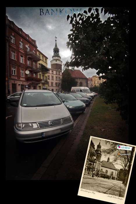 W miejscu, gdzie było tramwajowe torowisko, dziś jest parking. Niemal nie sposób zrobić zdjęcia Bankowej bez samochodów: stoją tu o każdej porze dnia i nocy.