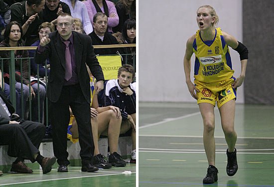 Milena Owczarek doznała nie grożnej kontuzji. Obok Dorota Arodź i II trener AZS Eugeniusz Sroka.