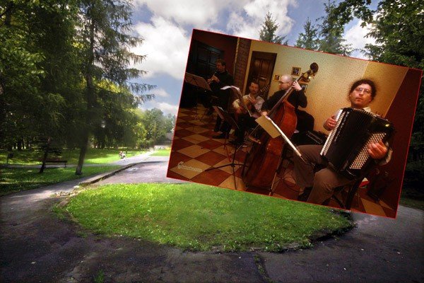 W tym miejscu przed laty była muszla koncertowa. Ostał się tylko zarys obiektu.