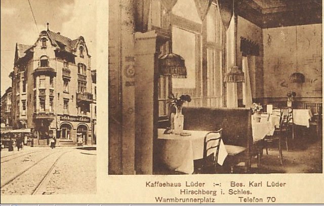 Dom Kawy Ludera. Jako że po 1945 roku kawa stała się produktem deficytowym, w miejscu eleganckiej kawiarni, w latach PRL powstał bar mleczny Sudecki.