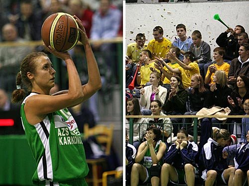 Izabela Bogdan podczas wykonywania rzutu osobistego. Mimo porażki na trybunach panowała radosna atmosfera.