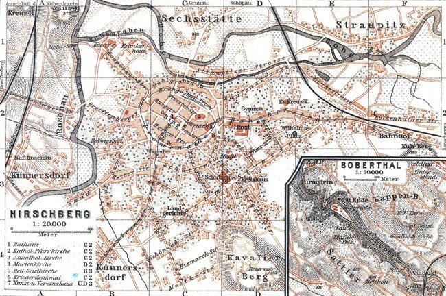 Przebieg linii tramwajowych w Jeleniej Górze ok. 1914 r.