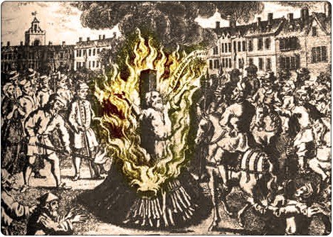 Kaźń anabaptysty według XVI–wiecznej ryciny