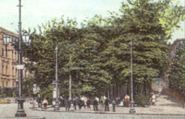 Czar dawnych drzew. Promenada u zbiegu z placem Cieplickim (Warmbrunnerplatz). Miła gęstwina chroniła przed palącym słońcem. Dziś jest tu zupełnie łyso.