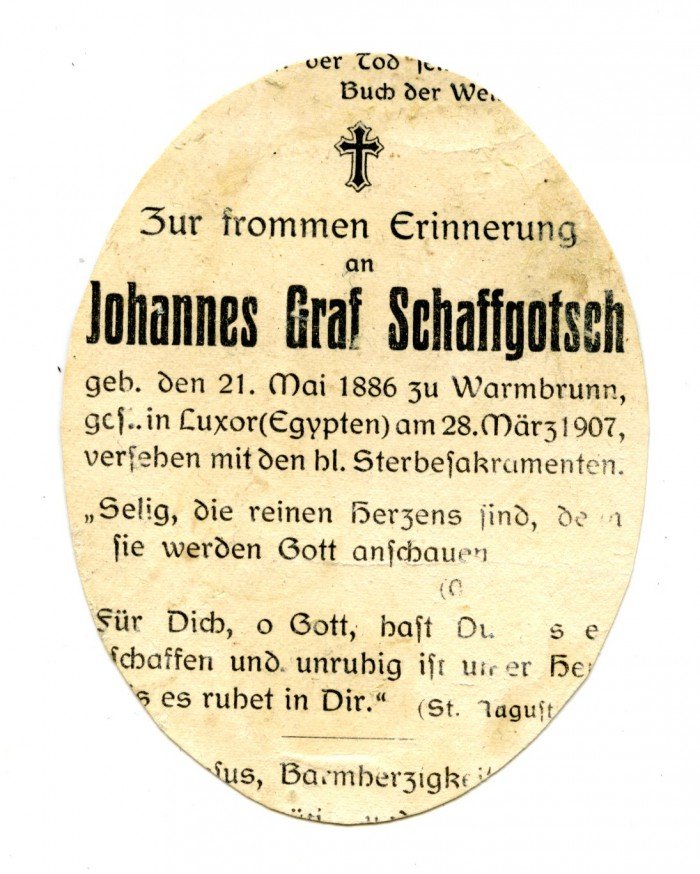 Nekrolog Johanna Ewangelisty Schaffgotscha