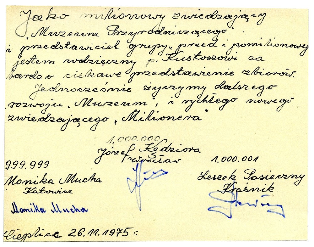 Pismo jubileuszowych gości z 1975 roku