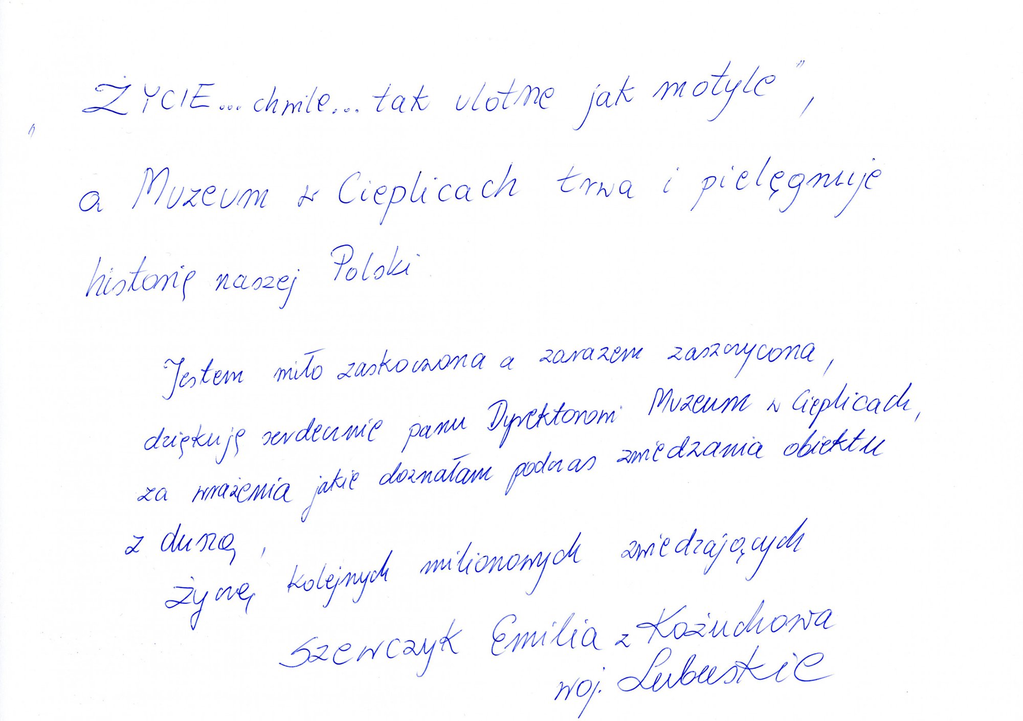 Podziękowania i życzenia od Emilii Szewczyk