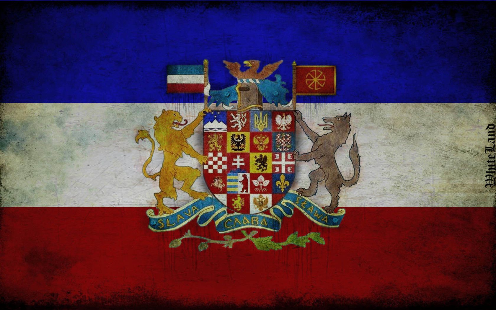 Flaga i herb Panslawizmu/fot. Internet