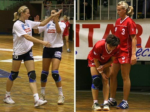 Twarda obrona Tatiany Sztefan (SPR), Marta Oreszczuk nie zdobyła w niedzielnym meczu żadnej bramki. Zmartwiony trener Romuald Szpot