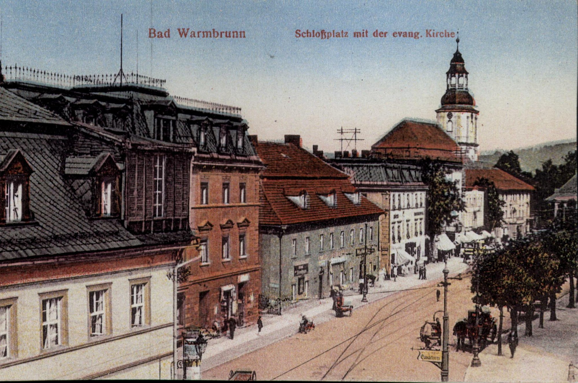 Centrum kurortu z widokiem na kościół ewangelicki/fot. Muzeum Przyrodnicze