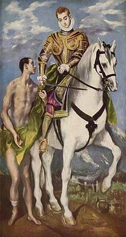 El Greco - Święty Marcin dzieli się płaszczem z żebrakiem.