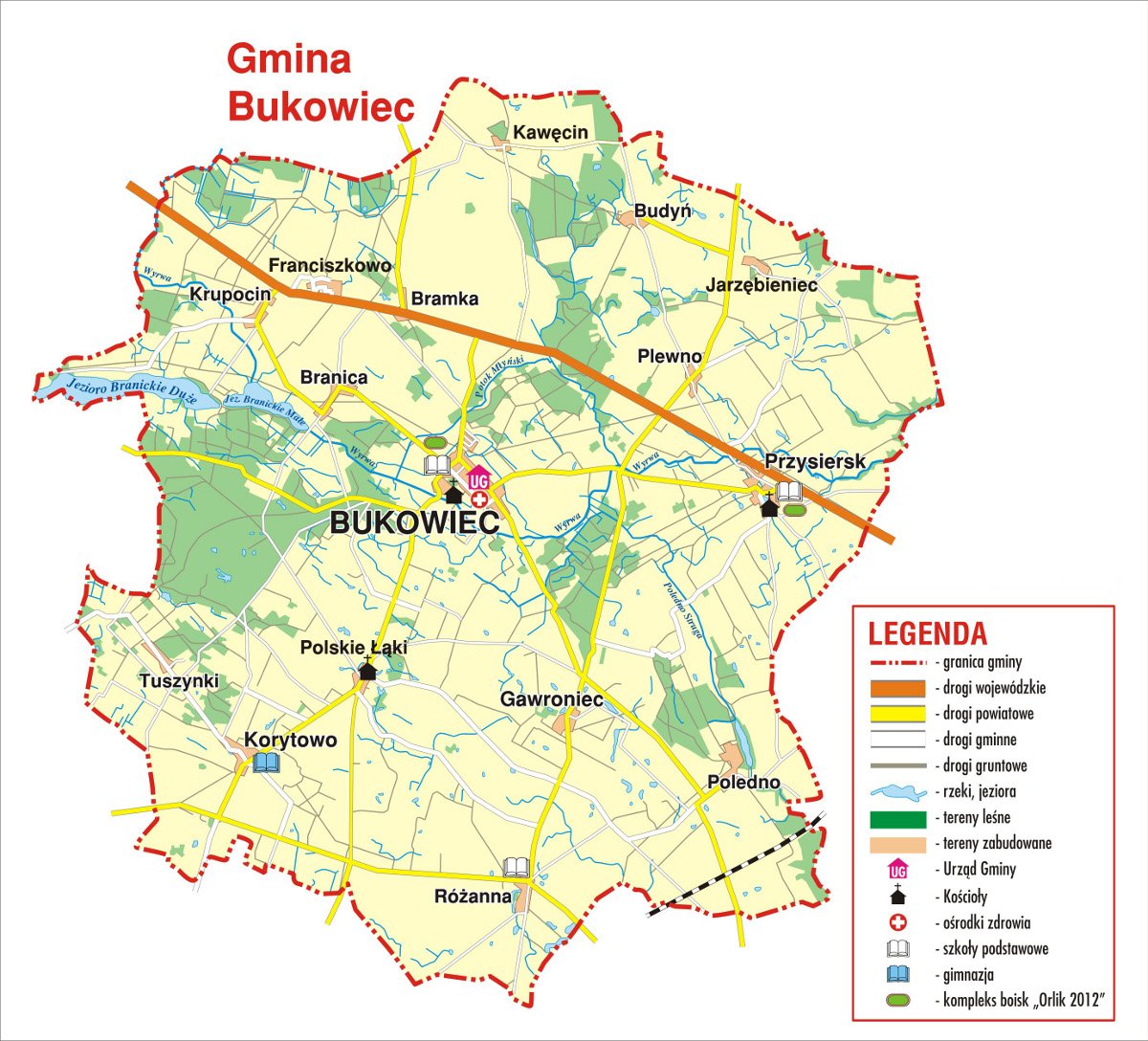 Mapka okolic Bukowca